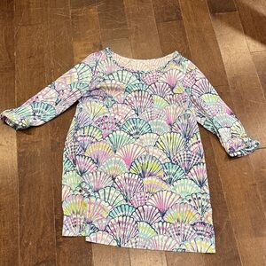 Lilly Pulitzer Pastel Shell Pattern Long Sleeve Dress
